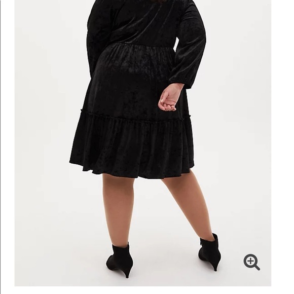 Torrid Black Velvet Mid Length Dress - Picture 3 of 6